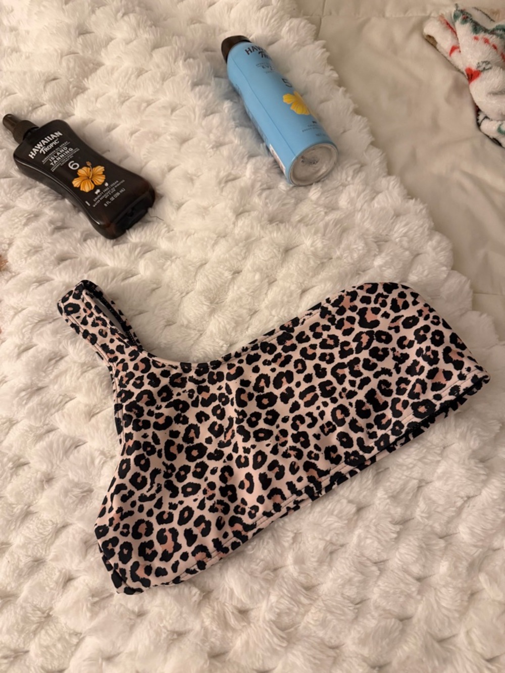 SHEIN Pink and Black Leopard One-Shoulder Bikini Top